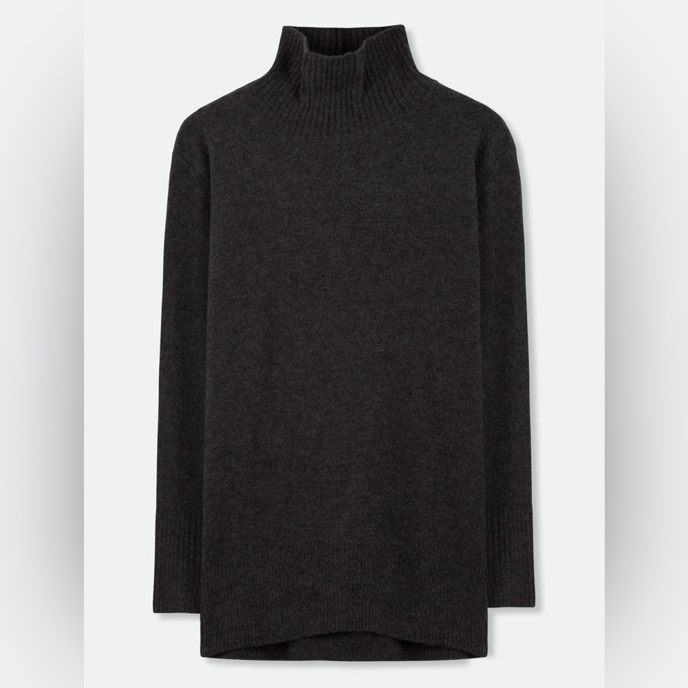 Jarbo Dark Gray Cashmere Olympia Oversized Turtleneck Size Large